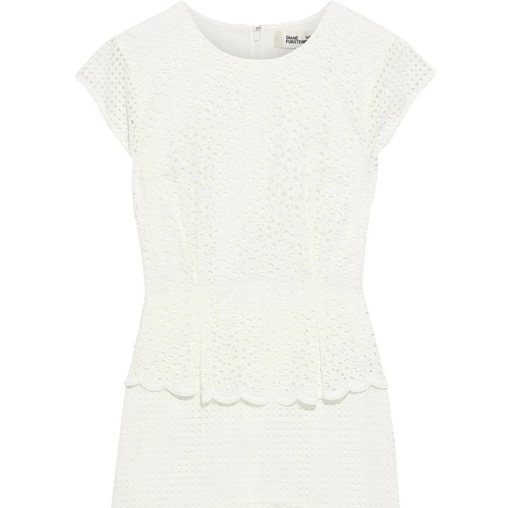 👗 DVF! Designer Diane Von Furstenberg sz 16 eyelet peplum dress - Picture 3 of 5